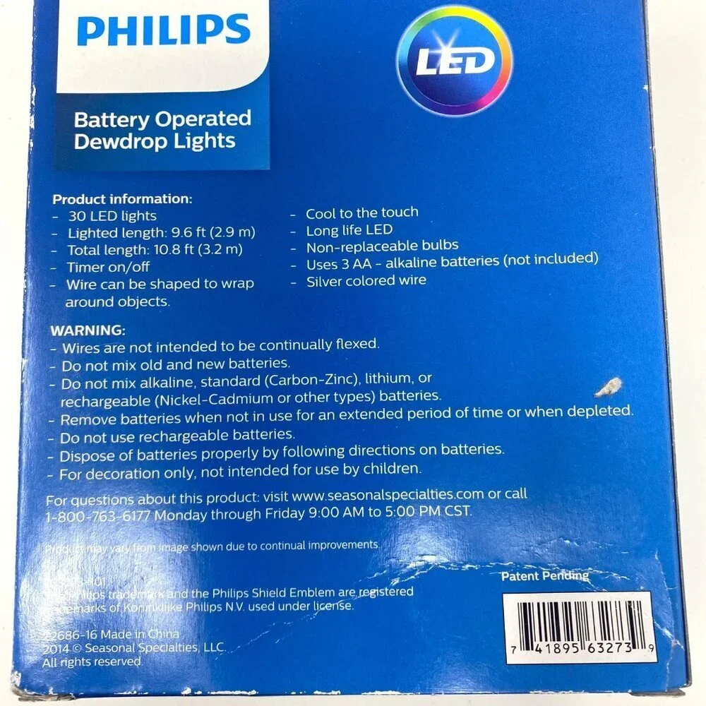Philips Battery Operated Dewdrop Lights Indoor/Outdoor Decor Various Colors